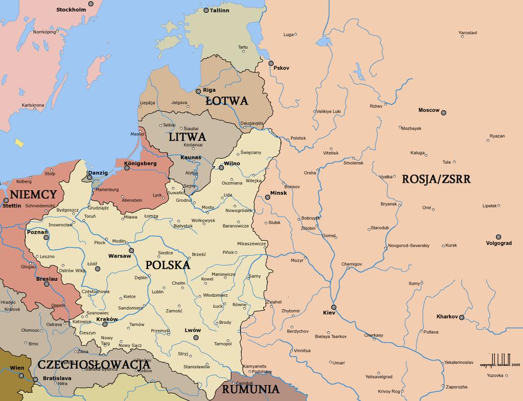 Państwa sąsiadujące z II RP - Niemcy, Litwa,