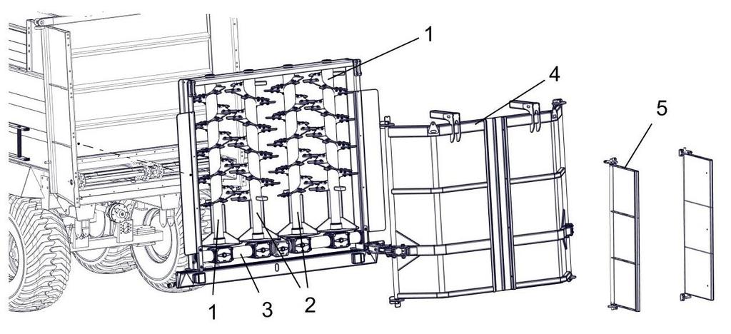 Podczas rozrzucania obornika zasuwę skrzyni ładunkowej należy podnieść za pomocą cylindrów hydraulicznych maksymalnie do góry.