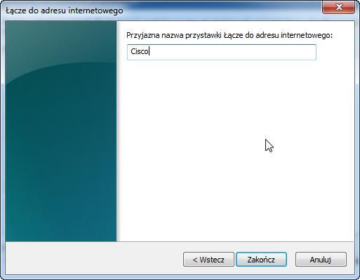 Wpisz http://www.cisco.com w polu tekstowym Kliknij Dalej.