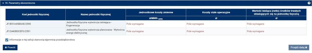 UWAGA! Szczegółowy opis sposobu wyznaczenia wartości parametrów ekonomicznych przedstawiony został w materiałach zamieszczonych na stronie www.rynekmocy.