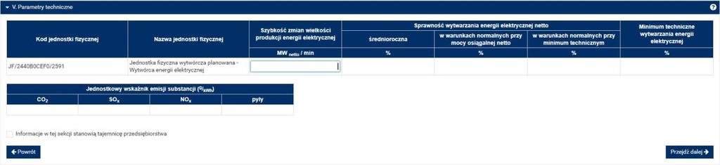 sprawność ogólna dla jednostki kogeneracji (%) pole pojawia się i jest wymagane dla jednostek o funkcji w systemie: Wytwórca energii elektrycznej i ciepła (kogeneracja), minimum techniczne