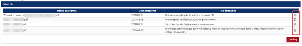 4.1 Pobranie wniosku, załączników i certyfikatów 4.1.1 Pobranie wniosku Funkcja realizowana jest poprzez kliknięcie przycisku Pobierz wniosek.