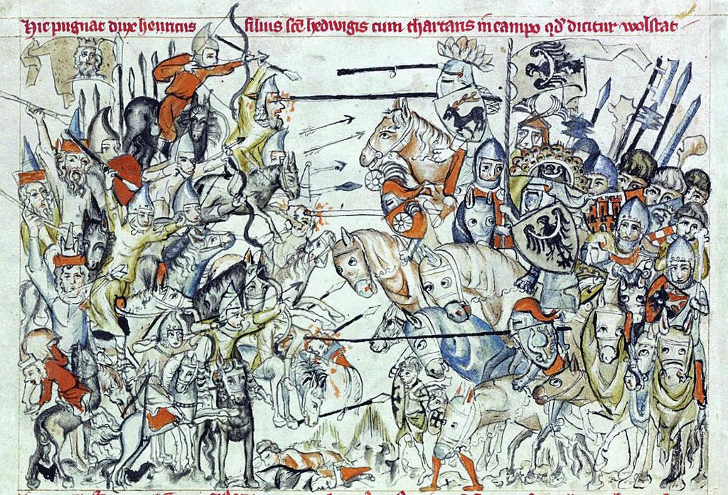 EGZEMPLARZ DEMONSTRACYJNY. NIE DO DRUKU! 5 Bitwa pod Legnicą, miniatura z manuskryptu o św. Jadwidze, 1353 r.
