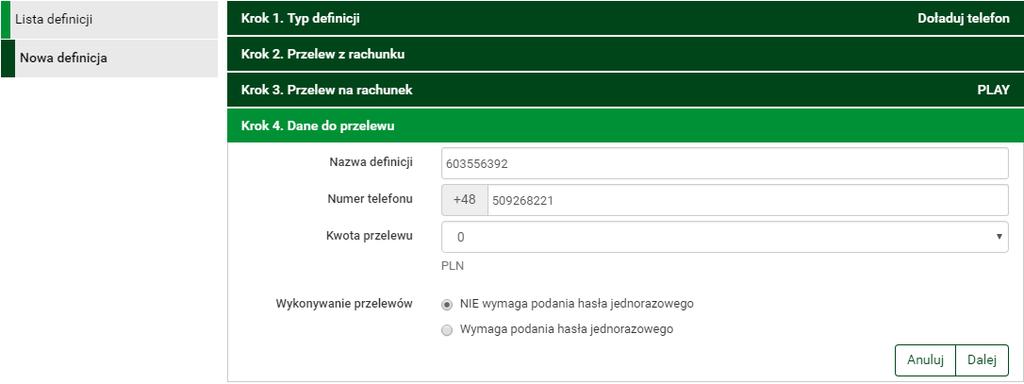 130 Definicje szukać żądaną definicję i kliknąć jej nazwę. Spowoduje to przejście do szczegółów definicji i do operacji jakie można wykonać na wybranej definicji.
