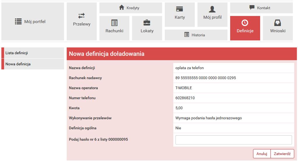 11.7 Definicje Doładowań 131 Rysunek 11.40: Uaktualnienie definicji-podsumowanie 11.7.5 Usuwanie definicji W celu usunięcia definicji należy, wyświetlić Listę definicji (opcja dostępna w menu bocznym modułu Definicje).