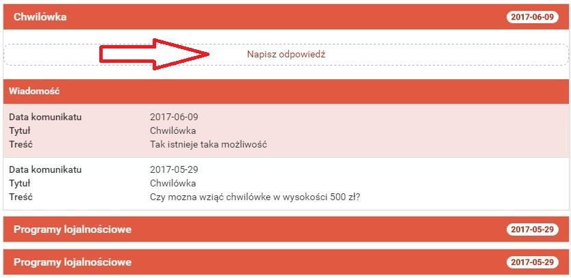 146 Komunikator Rysunek 13.4: Lista wiadomości wymienionych z bankiem w ramach jednego wątku Rysunek 13.5: Wysyłanie odpowiedzi na wiadomość od banku wym dolnym rogu.
