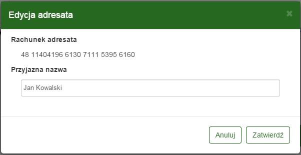 4.3 Oczekujące 41 Rysunek 4.34: Edycja adresata Rysunek 4.