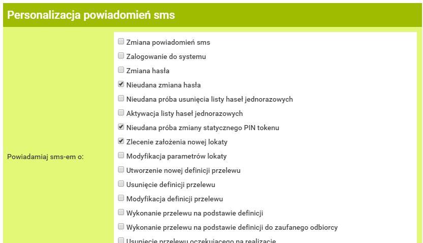powiadomień Wyłączenie powiadomień odbywa się w