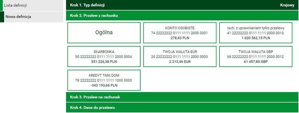 96 Definicje wyświetlać się inne rachunki, ponieważ nie z każdego rachunku można te typy operacji wykonywać.