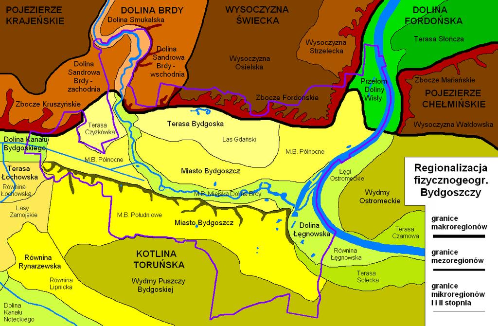 Położenie na tle jednostek fizyczno-geograficznych położenie w obrębie kilku jednostek fizycznogeograficznych wyższego rzędu: 4 makroregionów, 6 mezoregionów, 7 krain