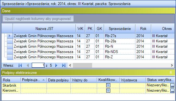 następnie kategorię Sprawozdania.