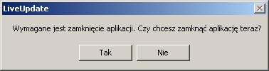 Postęp aktualizacji Po pobraniu aktualizacji może pojawić się komunikat o konieczności zamknięcia programu (rys. 26).
