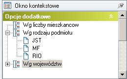 Lista wybranych grupowań jest także widoczna podczas pracy w każdym z modułów programu. Umieszczona jest w oknie Opcje dodatkowe, które znajduje się w prawej górnej części ekranu (rys. 82).