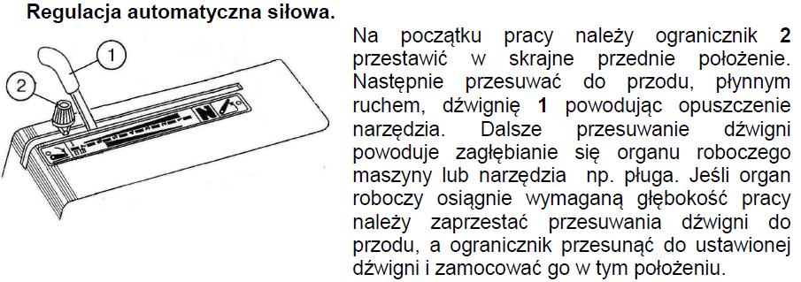 Sposób pracy dźwignią sterującą TUZ w ciągnikach BELARUS 820 / 820.2 / 920 / 952 / 1025.