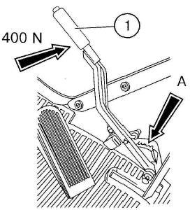 UWAGA! Skok obu pedałów niezależnego hamulca roboczego (nożnego) bezwzględnie powinien być zawarty w granicach 110 120 mm.