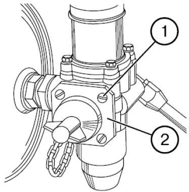 37. Filtr regulatora ciśnienia układu pneumatycznego. Regulator ciśnienia zawiera filtr do oczyszczania powietrza z zanieczyszczeń mechanicznych.