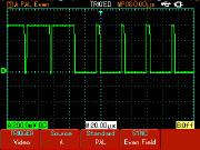 Gdy tryb synchronizacji jest ustawiony na ODD FIELD (nieparzyste pole), wyświetlany jest ekran pokazany obok.