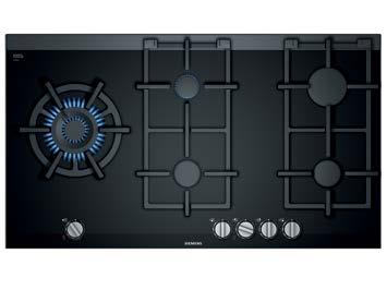 Płyty gazowe z integralnym sterowaniem 90 75 szerokość Technologia stepflame do mycia w zmywarce szerokość Technologia stepflame do mycia w zmywarce ER 9A6SD70, iq700 5 palników gazowych: 1 mocny 2