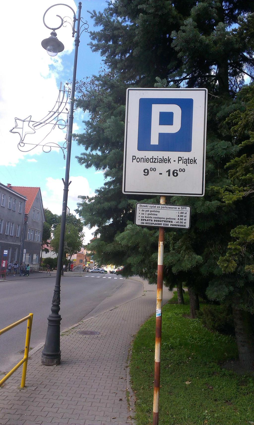 Plansza reklamowa, prawdopodobnie mająca imitować znak D-44 ul.