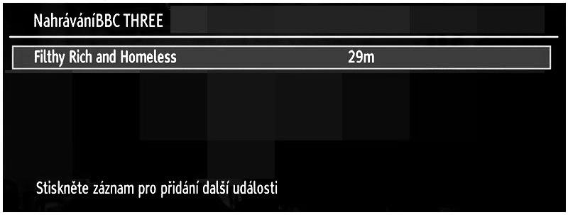 Pro přepnutí do režimu časového posunu, zatímco sledujete vysílaní, stiskněte tlačítko PAUSE. V režimu časového posunu je program pozastaven a zároveň nahráván na připojený USB disk (*).