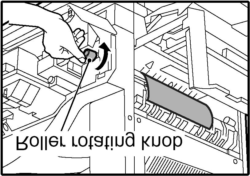ODSTRAŇOVANIE ZÁVAD A ÚDRŽBA Zavrite predný kryt a bočný kryt. Presvedčte sa, že hlásenie o zablokovaní zmizlo. B: Zablokovanie vo fixačnej časti Odklopte bočný vstup a otvorte bočný kryt.