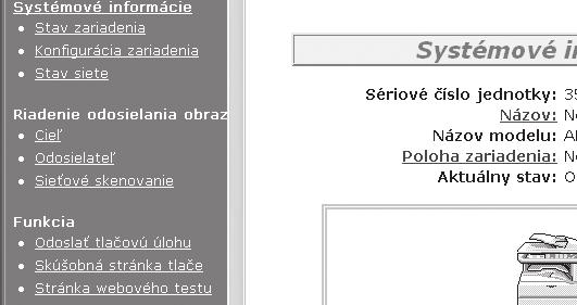 FUNKCIA SIEŤOVÉHO SKENERA NASTAVENIE CIEĽOVEJ INFORMÁCIE Ak si želáte uložiť názov a adresu cieľa vo forme jednodotykového tlačidla, v rámčeku ponuky webovej stránky kliknite na "Cieľ".