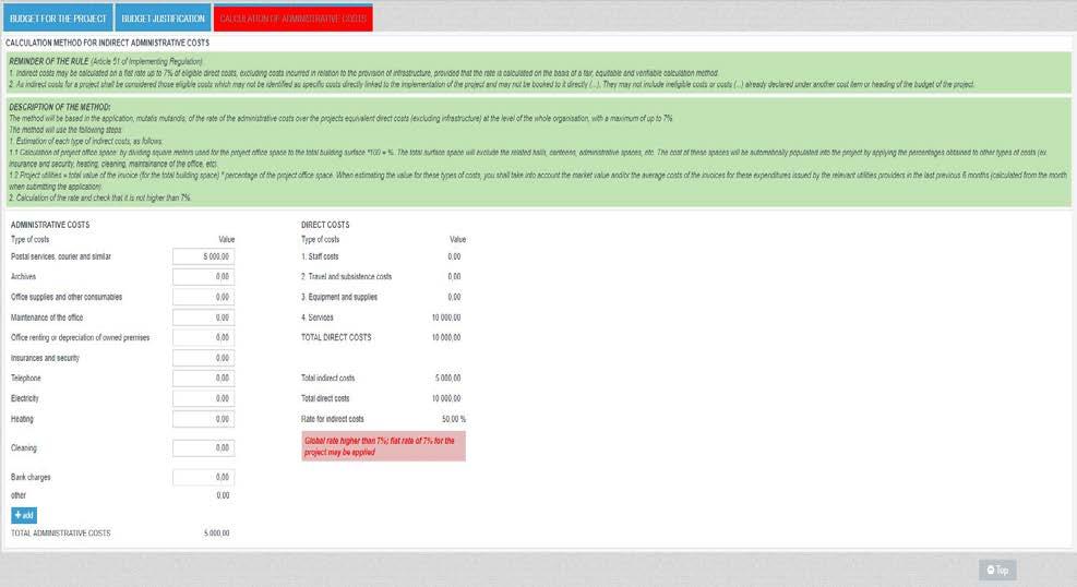 Szacując koszty dla linii 1 Staff costs oraz 2 Travel costs, należy pamiętać, że maksymalna kwota ryczałtu (13 000 EUR oraz 2 000 EUR odpowiednio) dotyczy całego projektu.