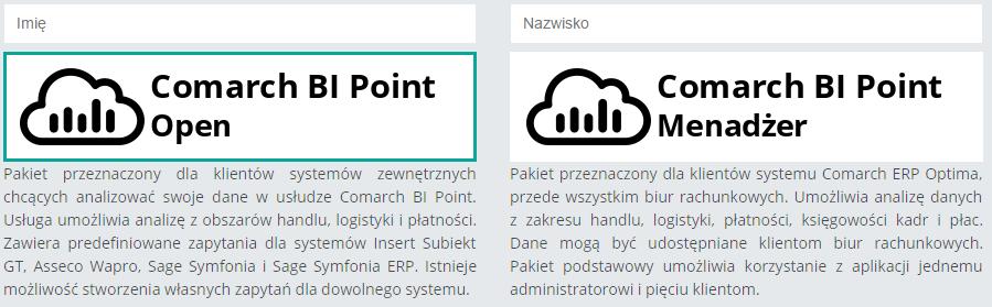 pakietów BI Point