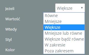 Rysunek 47 Warunek Jeżeli W kolejnym kroku należy wpisać wartość, która będzie granicą dla warunku Jeżeli.