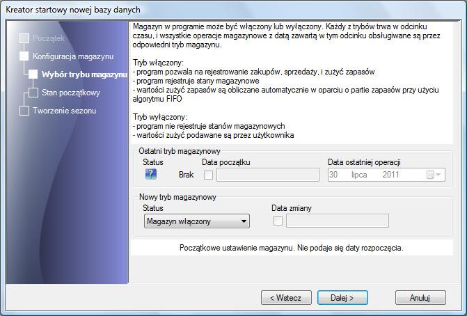magazynowego oraz do określenia bazowego sezonu uprawnego.
