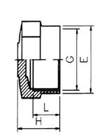 Kształtki do połączeń gwintowanych SYSTEM PVC - U Korek CAE GW G SYMBOL L H E PN 1110456 11 22 23 10 ½ 1110457 15 21 28 10 ¾ 1110458 16 23 34 10 1 1110459 19 26 42 10 1 ¼ 1110460 21 29 51 10 1 ½