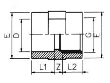 Kształtki do połączeń przejściowych SYSTEM PVC - U Trójnik 90 0 wzmocniony TIR KW x GW x KW D x G SYMBOL L1 L2 Z1 Z2 PN 16 x 1120463 14 12 9 11 16 20 x ½"