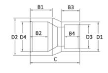 NOTUB System SYSTEM PVC - U Trójnik redukcyjny 201 KZ x KW x KW D1 x D2 SYMBOL a C Z E F 32 x 25 1111065 32 22 19 85 59 40 x 32 1111066 40 26 22 106 74 50 x 40 1111067 50 31 26 125 88 63 x 50 1111068