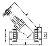 Zawory kątowe SYSTEM PVC - U Opis techniczny - uszczelnienie EPDM, - na zamówienie dostępne uszczelnienie FPM, - maksymalna temperatura w instalacji 600C, uwzględniając relację temperatury do