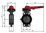 Zawory klapowe SYSTEM PVC - U Zawór klapowy przemysłowy EMDP PFP SERIA P d SYMBOL Z H1 H2 H3 H C1 C2 B 75 1290232 48 80 132 62 274 113 245,5 312 90 1290233 59 92 132 62 286 113 245,5 312 110 1290234