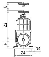 Zasuwy nożowe Zasuwa nożowa ZAZ KW x KW D SYMBOL D4 Z2 Z4 E H PN 125 1120891 9