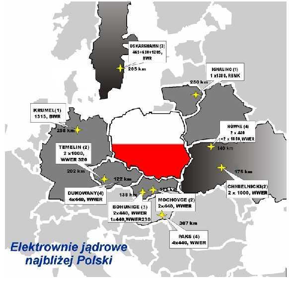 ELEKTROWNIE JĄDROWE W ODLEGŁOŚCI DO OK.