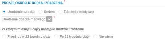 2.1. Zgłoszenie na formularzu urodzenia dziecka Formularz zgłoszenia urodzenia dziecka przeprowadzi przez 3 zakładki. Rysunek 1. Zgłoszenie sprawy A.