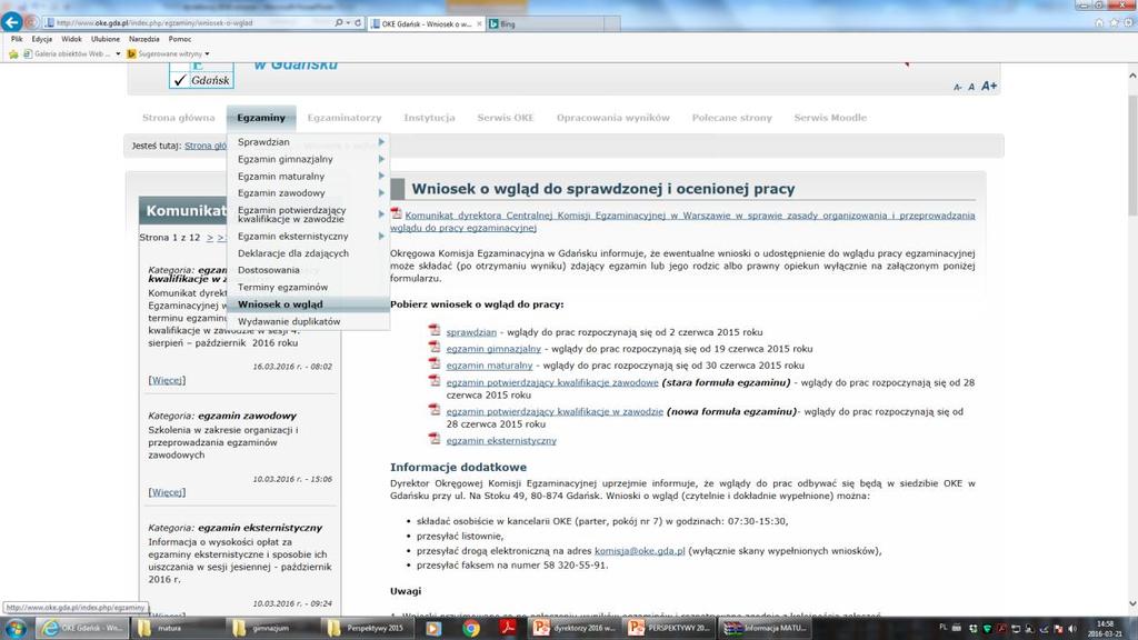 Wgląd do pracy Wnioski o wgląd będą przyjmowane