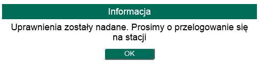 Menu Wnioski Po wykonaniu powyższej operacji, wyborze przycisku Tak, użytkownik w otrzymanym komunikacie zostanie