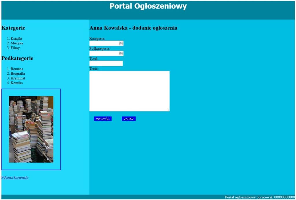 Witryna internetowa Obraz 2. Witryna internetowa Przygotowanie grafiki Plik ksiazki.jpg, wypakowany z archiwum, należy przeskalować do wymiarów: szerokość 190 px, wysokość 285 px.