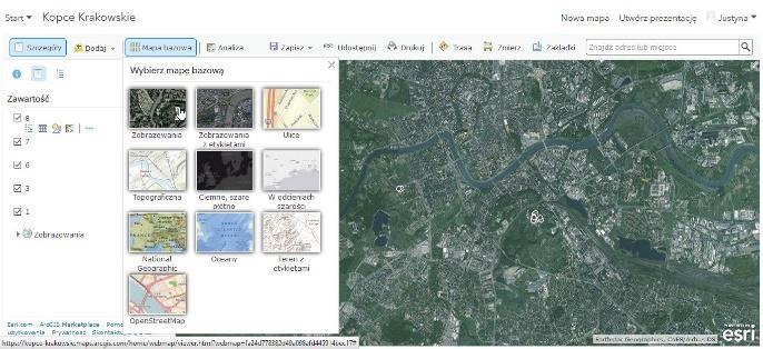 Dla przygotowania aplikacji internetowej wybrano podkład Story Map Tour (ryc. 3b) wraz z opisem całej aplikacji.
