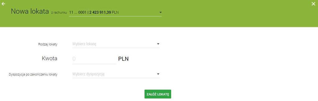 Aby przejść do szczegółów wybranej lokaty należy z poziomu listy lokat dla rozwiniętego wiersza wybranej lokaty wybrać przycisk SZCZEGÓŁY, wyświetlane jest wówczas okno : Z poziomu okna, oprócz