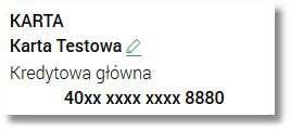 W przypadku, gdy użytkownik zmienił nazwę dla wybranej karty, ikonka przy nazwie karty prezentowana jest w kolorze zielonym.