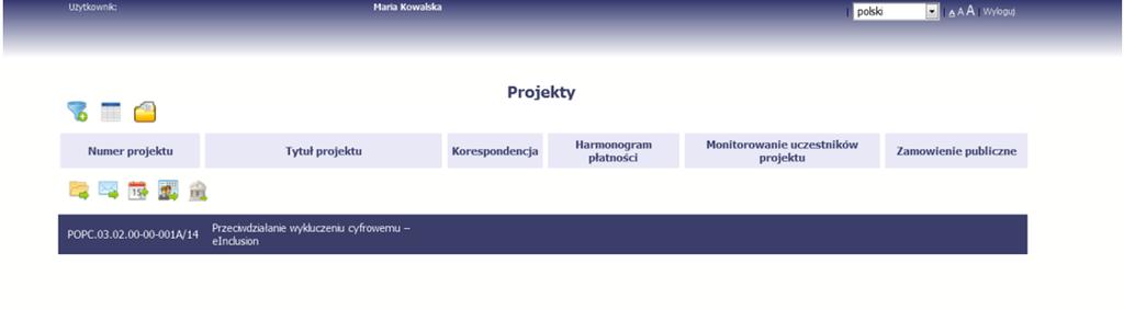 2.3. Filtrowanie Możliwe jest wyszukiwanie projektów według wybranych kryteriów.