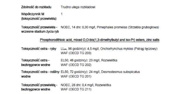 12.2 Trwałość i zdolność do rozkładu Trwałość i zdolność do rozkładu Biodegradacja Brak dostępnych danych. Brak dostępnych danych. 12.