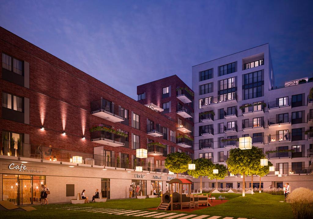 Otwarte, zielone patio z