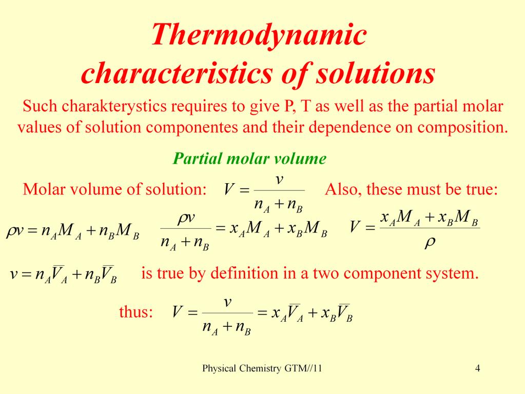 Definitions of partial moler volumes and Gibbs Duhem