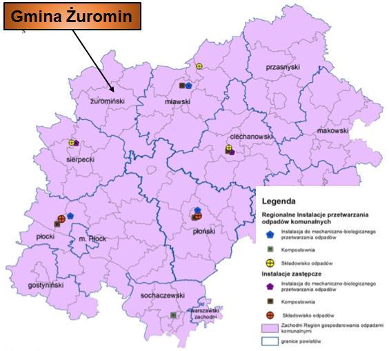 W Planie Gospodarki Odpadami dla Województwa Mazowieckiego 2022 zostało ustanowionych 6 regionów, z których 4 zlokalizowane są na terenie Mazowsza: centralny, południowy, wschodni, zachodni, oraz 2