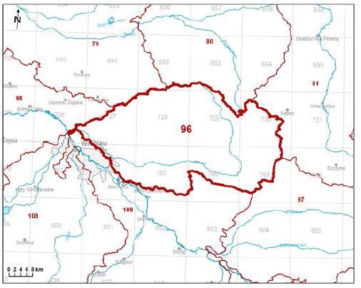 Tabela 15. Charakterystyka JCWPd nr 96. Powierzchnia 1744.6 Dorzecze Województwo Liczba pięter wodonośnych 3 Gminy, które obejmuje JCWPd Źródło: Państwowa Służba Hydrogeologiczna.